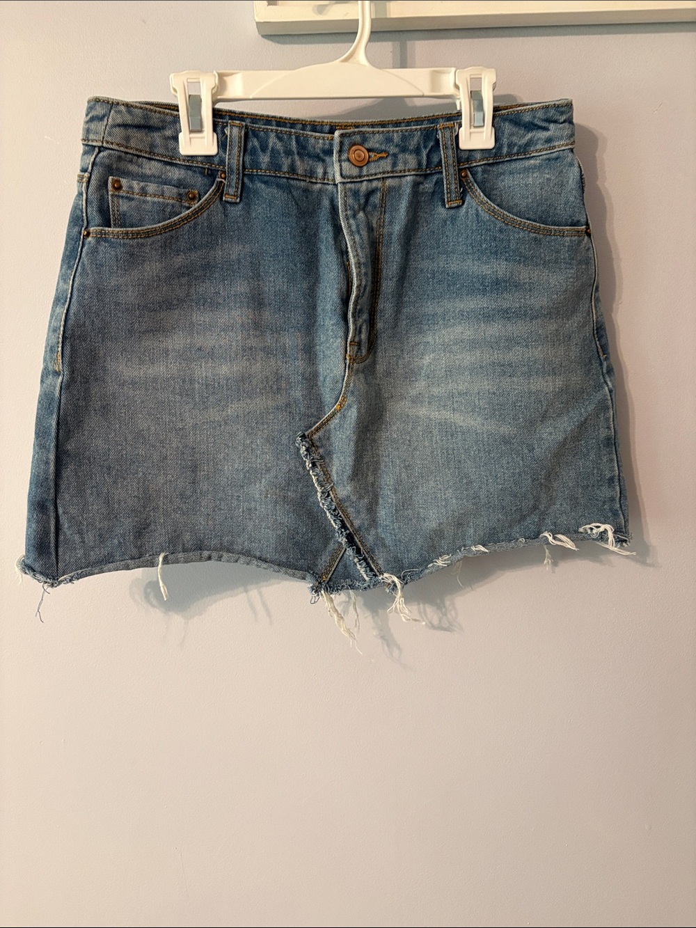 Light Blue Denim Distressed Women’s mini  Skirt